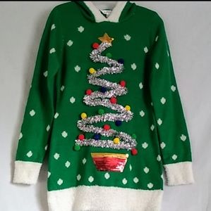 Christmas Sweater Pullover with Hood White Fleece Trim NWT  S/CH 3-5